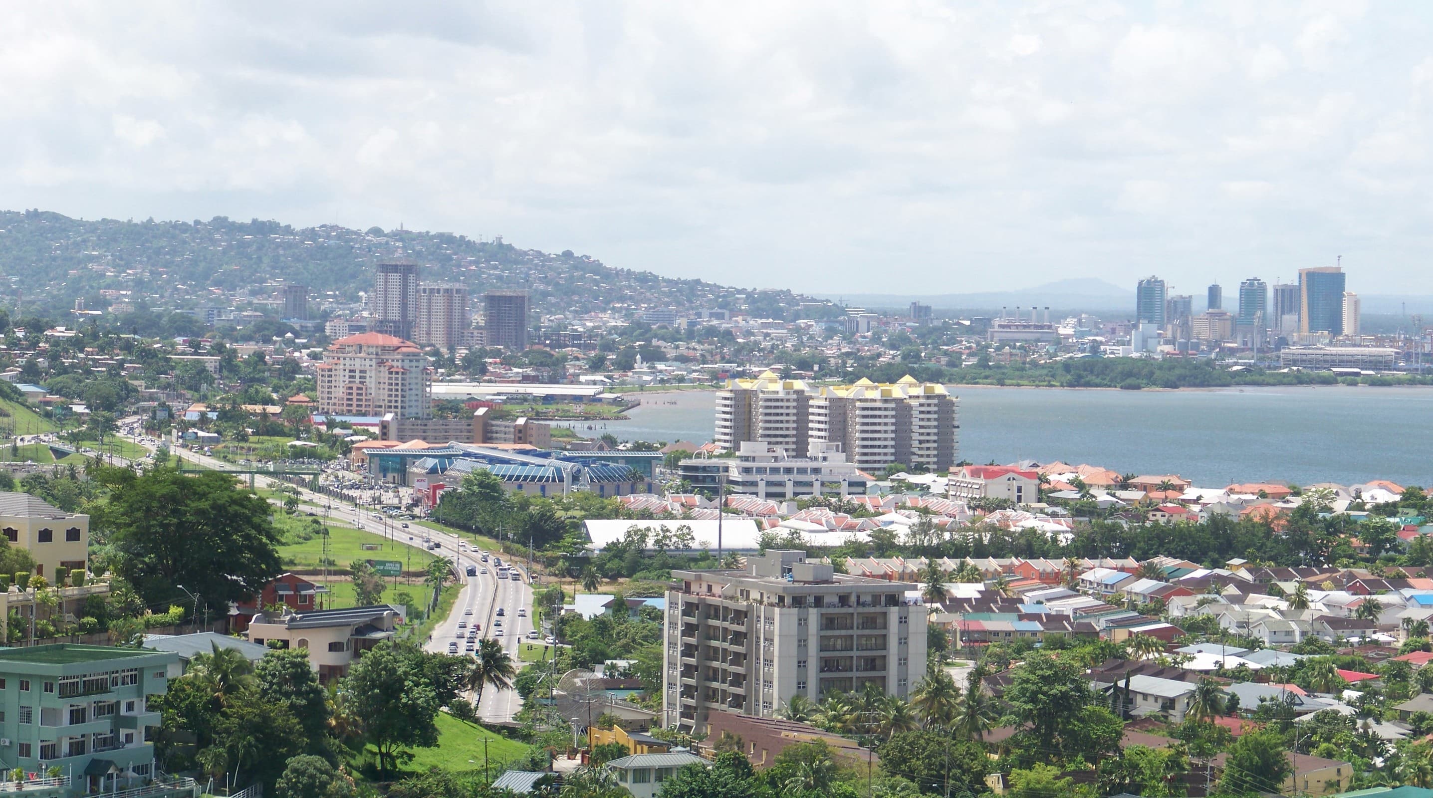 Downtown Port of Spain, Trinidad, seen across the rooftops