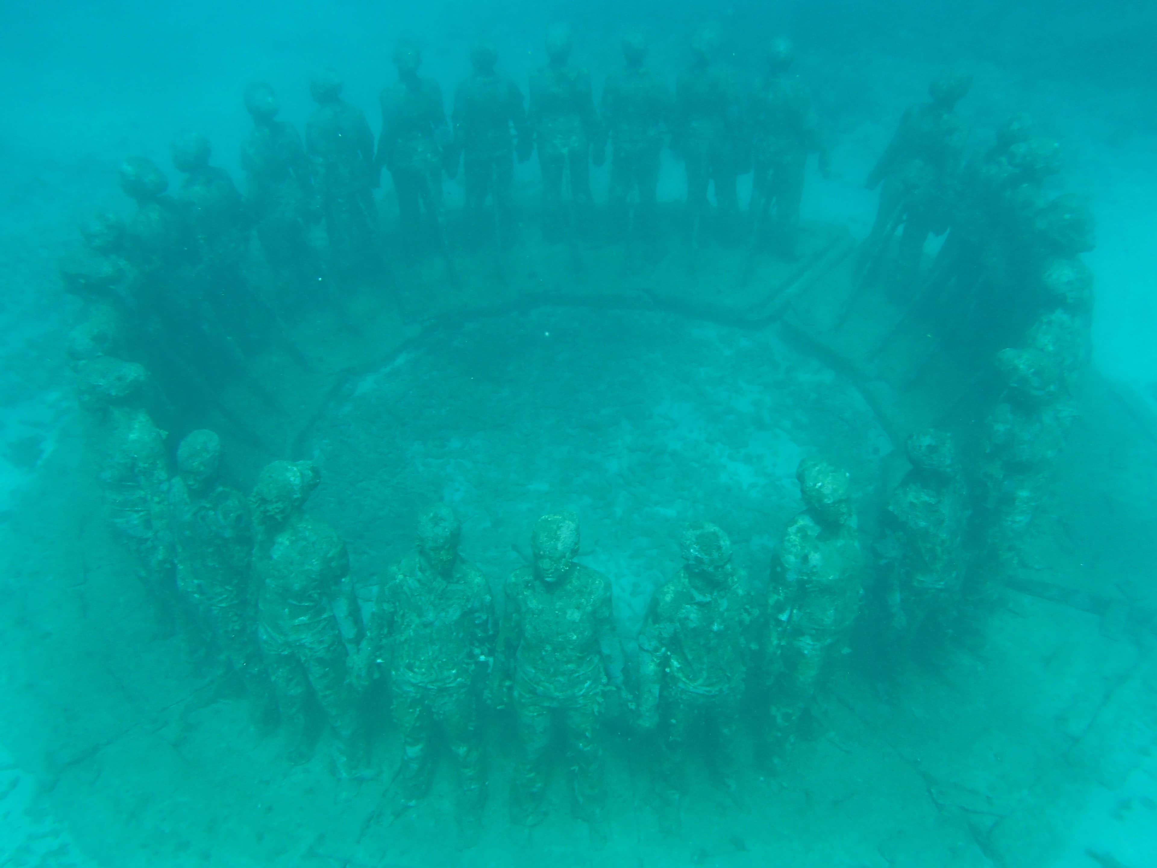 Underwater sculptures at Molinere Underwater Sculpture Park, Grenada